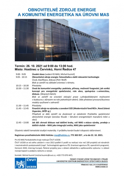 Pozvánka na workshop ke komunitní energetice - 26.10.2021